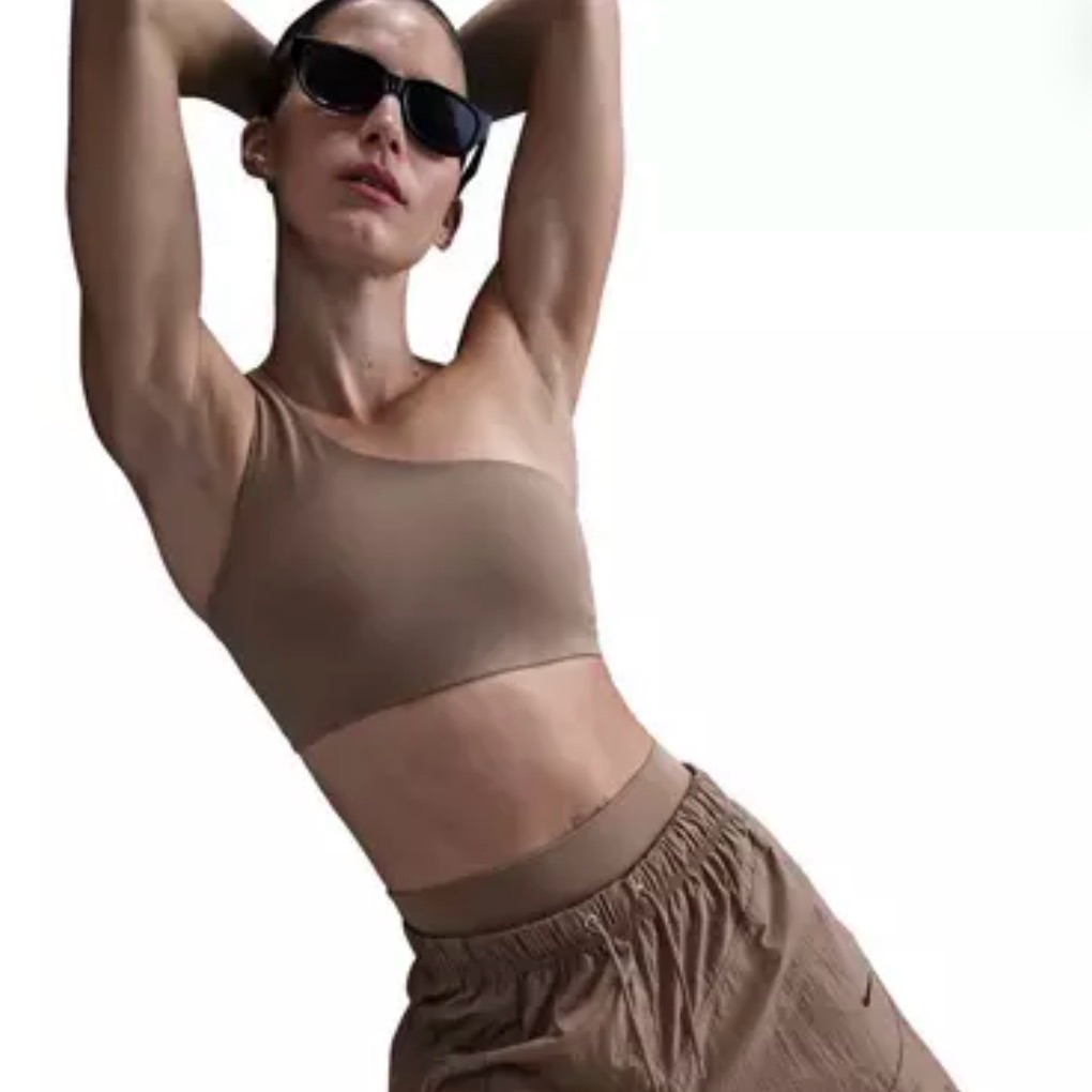 Nike Zenvy Sports Bra Dri-Fit Women's Large Brown Asymmetrical New